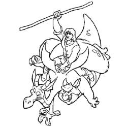 Quest for Camelot hero riding the two-headed dragon coloring page