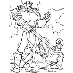 Quest for Camelot armored villain threatens fallen knight coloring page