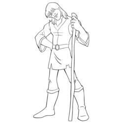 Garrett standing with his staff coloring page