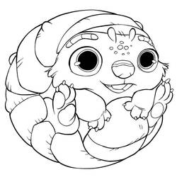 Tuk Tuk curled up in a round shape coloring page