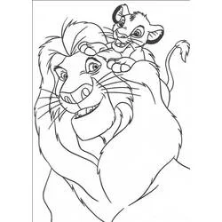 Simba riding on Mufasa's back coloring page