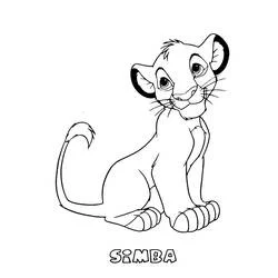 Simba sitting as a cub coloring page