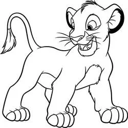 Simba standing and smiling coloring page