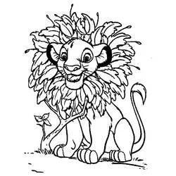 Simba with a leafy mane costume coloring page
