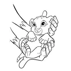 Simba held up as a cub coloring page