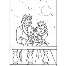 Belle and the Prince on the balcony coloring page