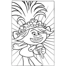 Poppy singing with a microphone coloring page