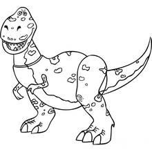Rex the dinosaur standing tall coloring page
