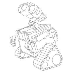 WALL-E with binocular eyes tilted upward coloring page