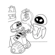 WALL-E showing the plant boot to Eve coloring page