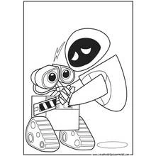 WALL-E holding hands with Eve coloring page