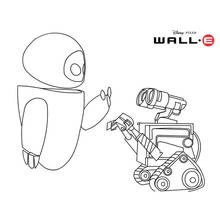 WALL-E reaching out to EVE coloring page