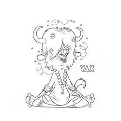 Yax in meditation pose coloring page