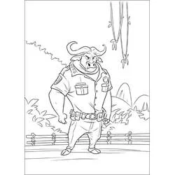 Chief Bogo standing in his uniform coloring page