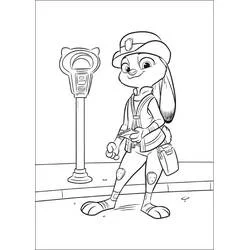 Judy Hopps in police uniform on patrol coloring page
