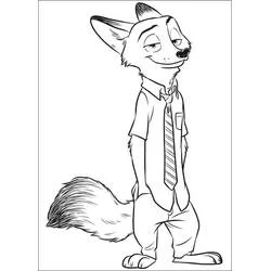 Nick Wilde from Zootopia in casual outfit coloring page