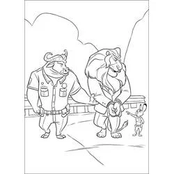 Zootopia police officers and small character coloring page