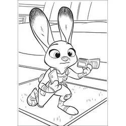 Judy Hopps holding a badge coloring page