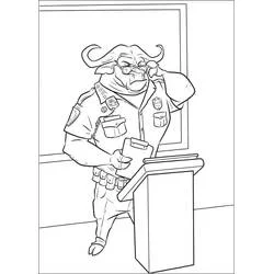Chief Bogo at his desk coloring page