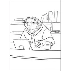 Flash working at desk in her office coloring page