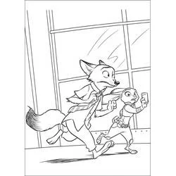 Judy and Nick in Zootopia coloring page