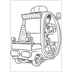 Zootopia police officer in patrol car coloring page