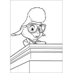 Dawn Bellwether with glasses on a podium coloring page