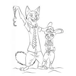 Nick and Judy from Zootopia coloring page