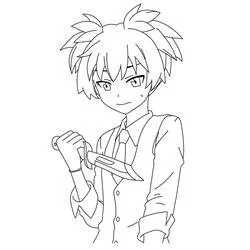 Nagisa Shiota holding a training knife coloring page