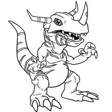 Greymon standing with claws ready coloring page