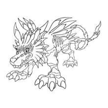 Digimon wolf-dragon creature standing fierce coloring page