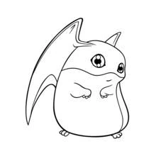 Digimon with a large wing standing coloring page