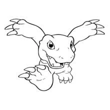 Agumon flying forward with claws out coloring page