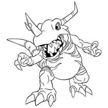 Greymon roaring with claws raised coloring page
