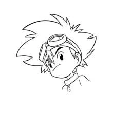 Tai from Digimon with goggles on his head coloring page