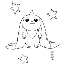 Terriermon standing among stars coloring page