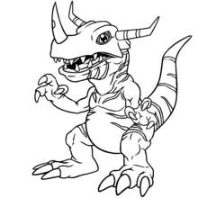 Digimon dinosaur creature standing with claws raised coloring page