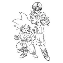 Goku and Trunks standing together coloring page