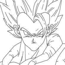 Gogeta with intense expression and spiky hair coloring page