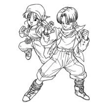 Trunks and Pan in fighting stance coloring page