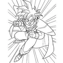 Sangohan in a powerful fighting pose coloring page