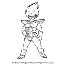 Vegeta standing in his Saiyan armor coloring page