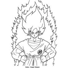 Goku transforming into Super Saiyan coloring page