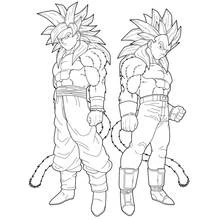 Goku and Vegeta in Super Saiyan 4 form coloring page
