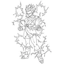 Gohan surrounded by energy sparks coloring page