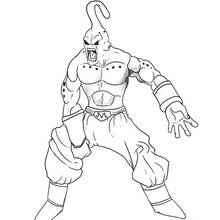 Buu roaring in a fighting stance coloring page