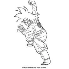 Goku in fighting stance coloring page
