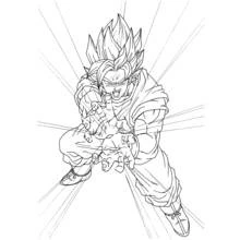 Goku launching a Kamehameha energy blast coloring page