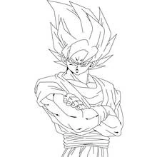 Goku Super Saiyan 2 with arms crossed coloring page