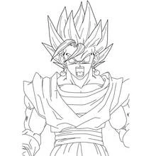 Vegito shouting in Super Saiyan form coloring page